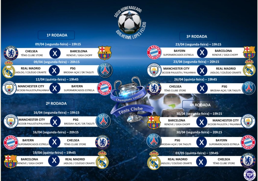 Confira a agenda dos jogos da terceira rodada da UEFA Champions League
